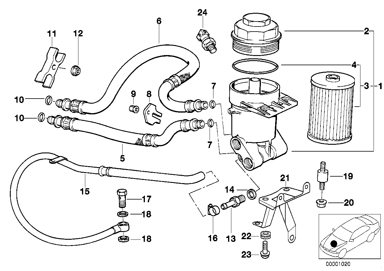 Olievoorziening-oliefilter, olieleiding