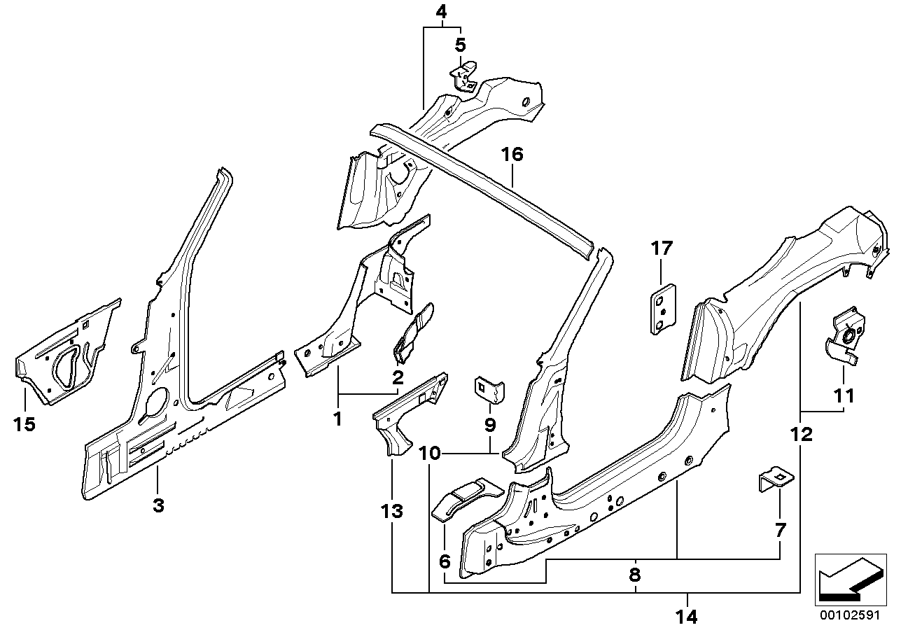 Single components for body-side frame