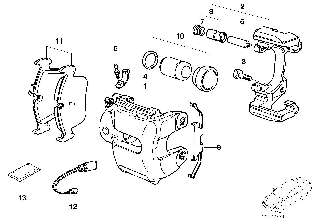 Front wheel brake, brake pad sensor