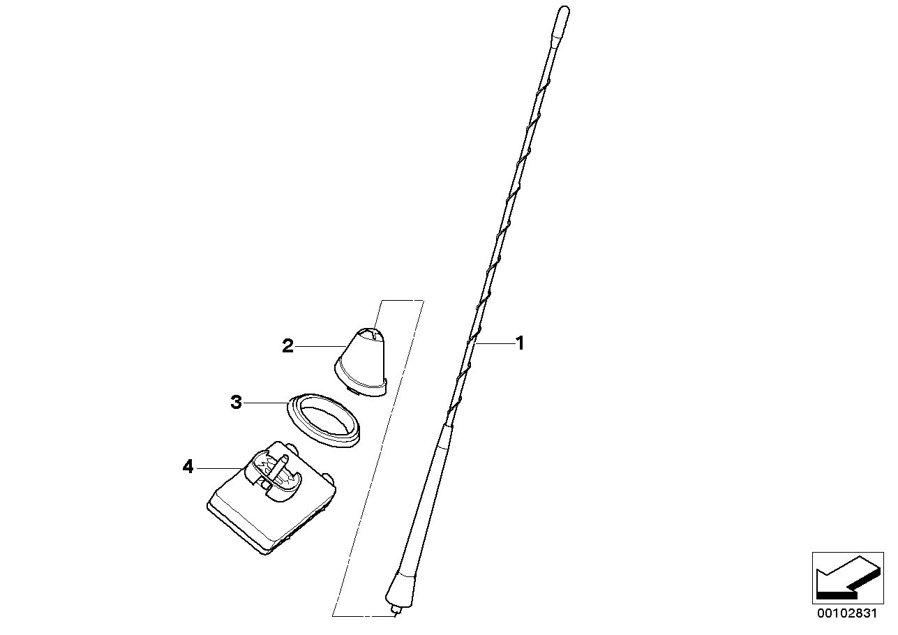 Single parts f side panel teleph.antenna