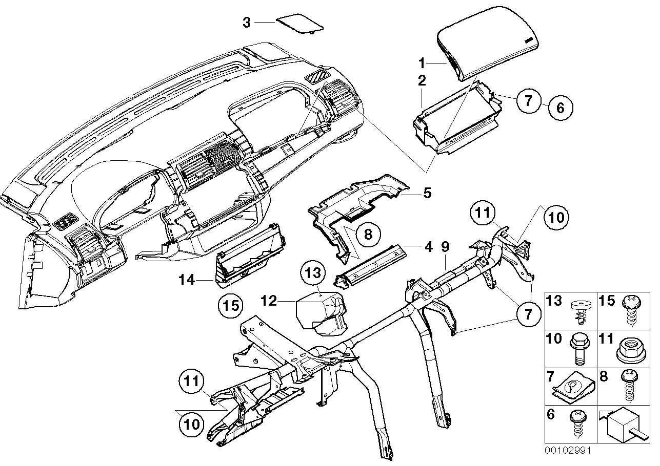 Mounting parts, instrument panel