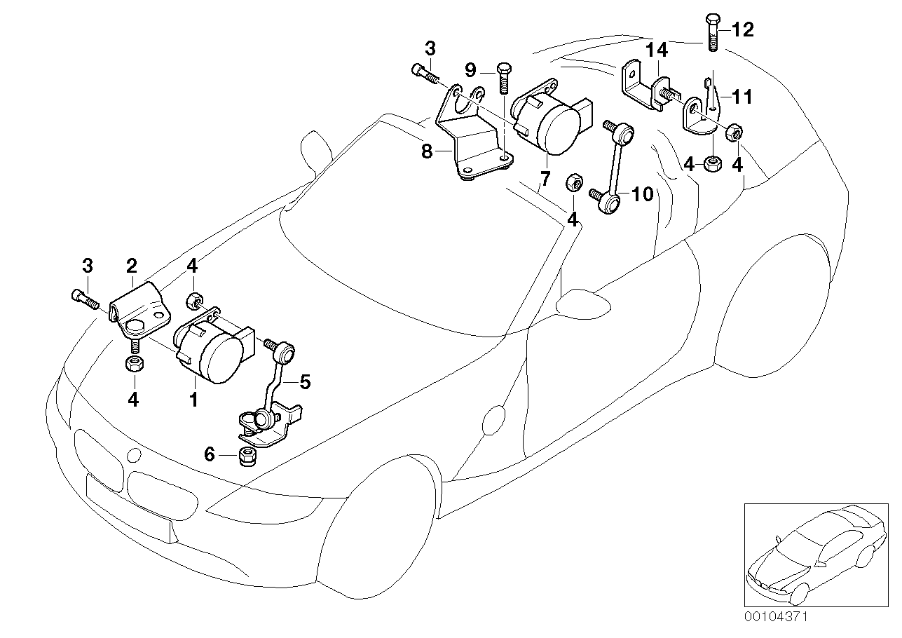 Headlight vertical aim control sensor