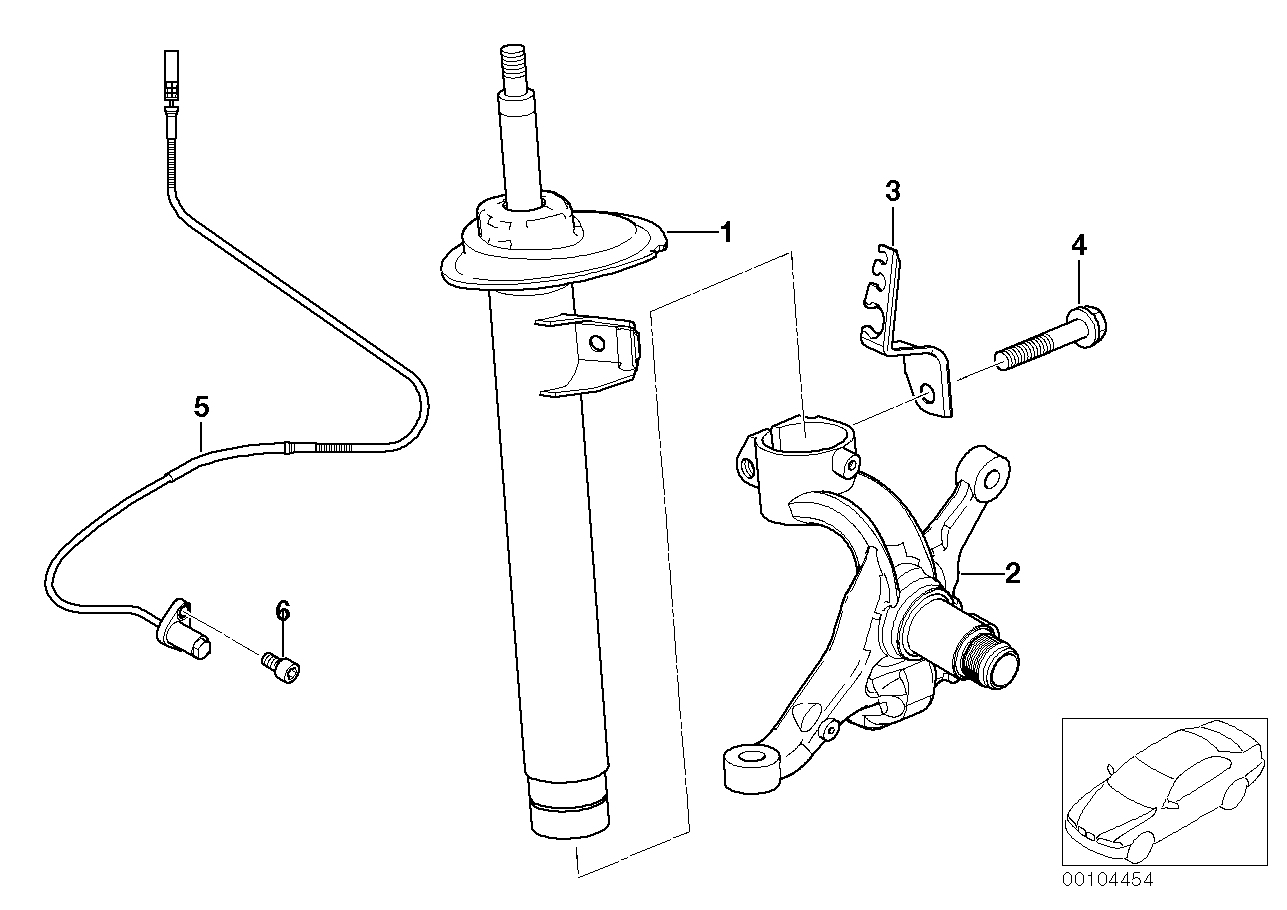 Front spring strut/shock absorber