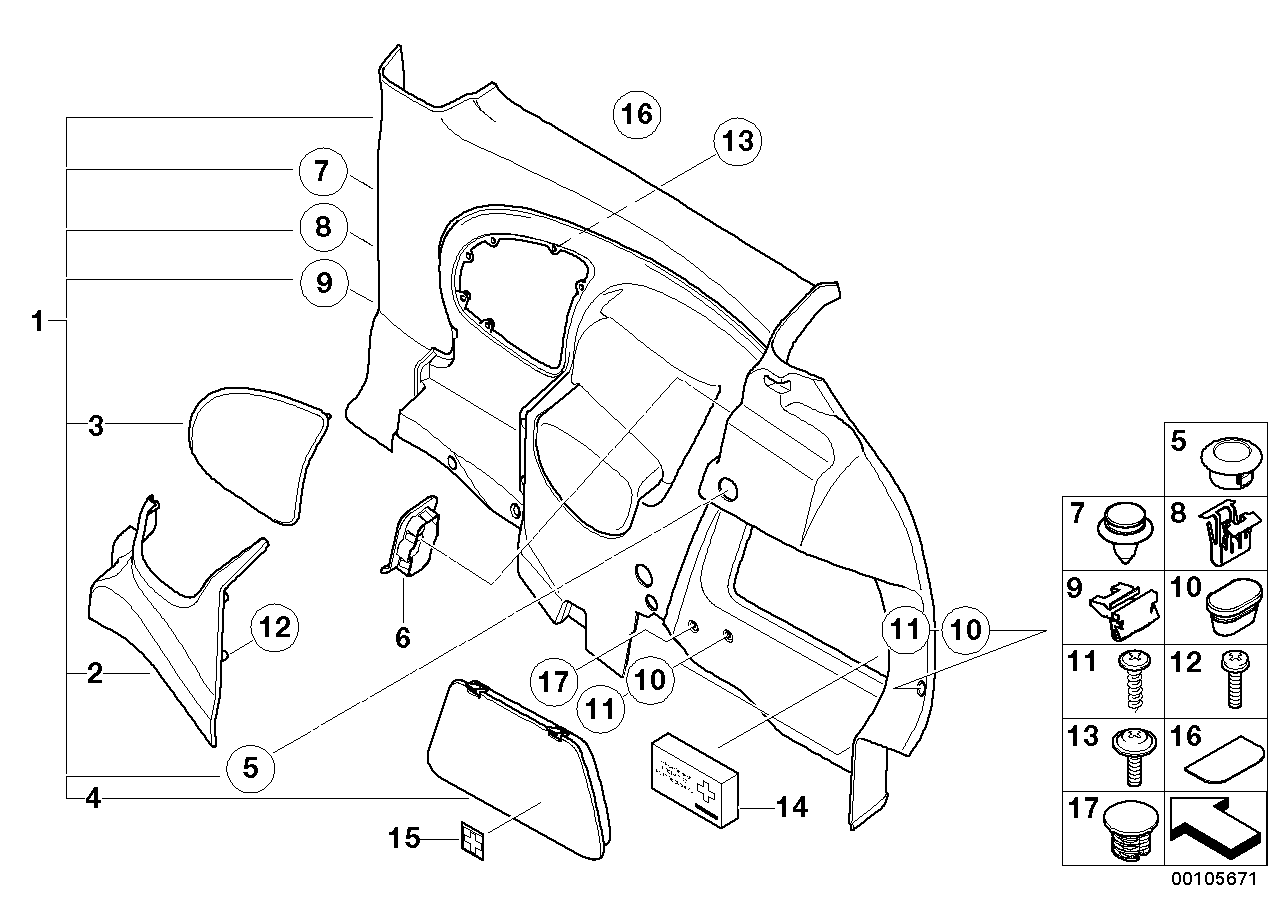 Lateral trim panel rear