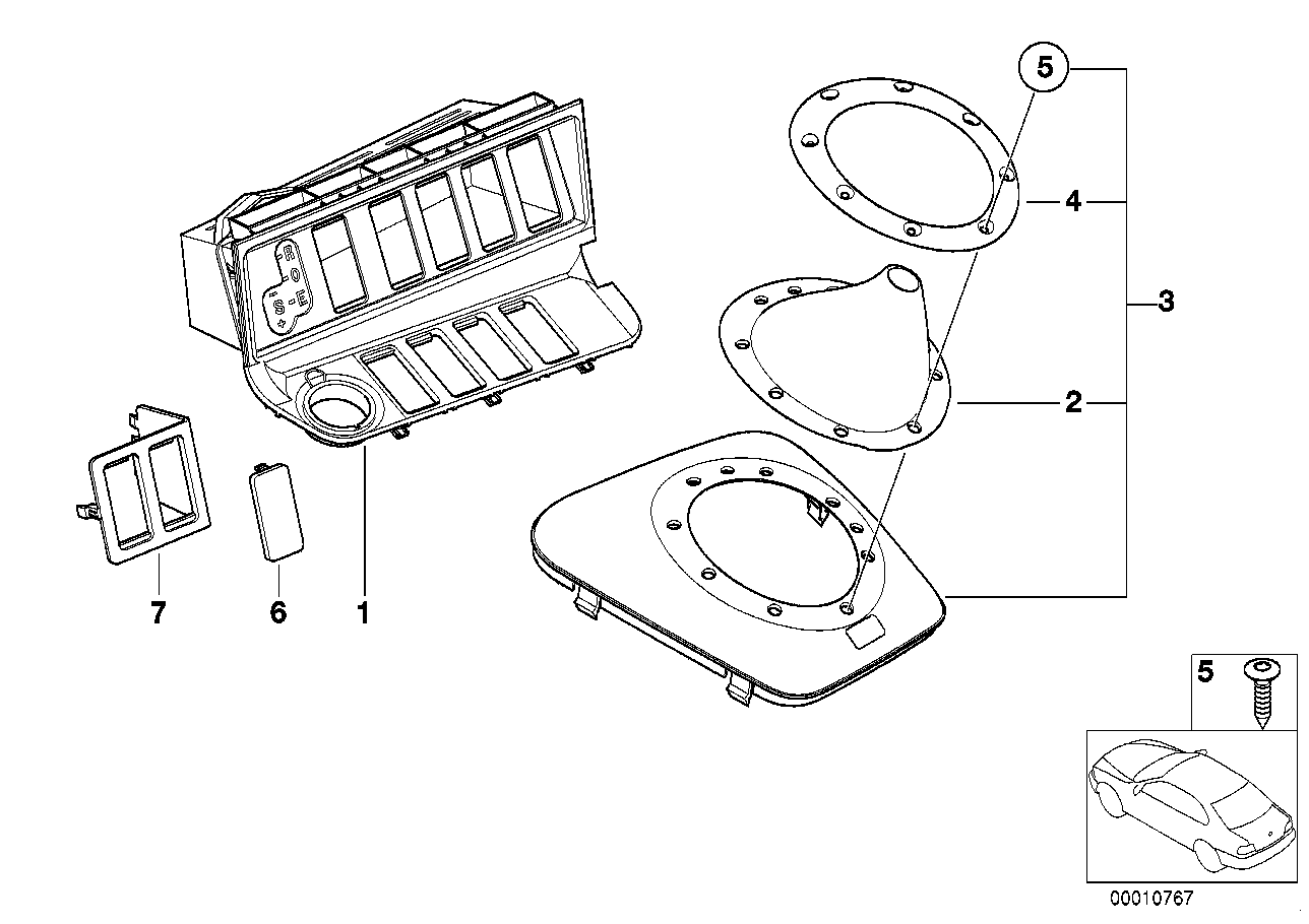 Pièces de montage de vide-poches