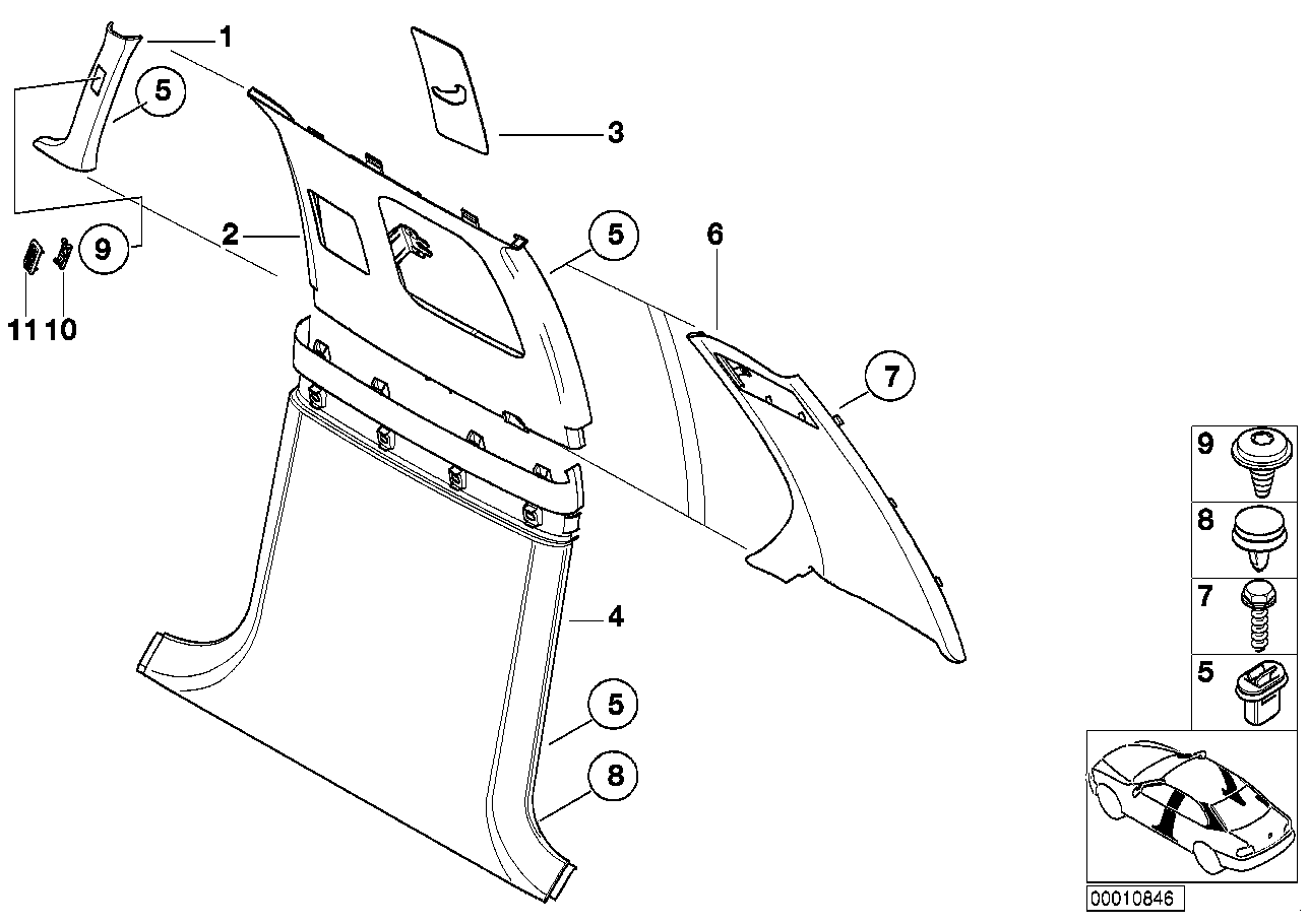 Klädsel A- / B- / C-Dörrstolpe