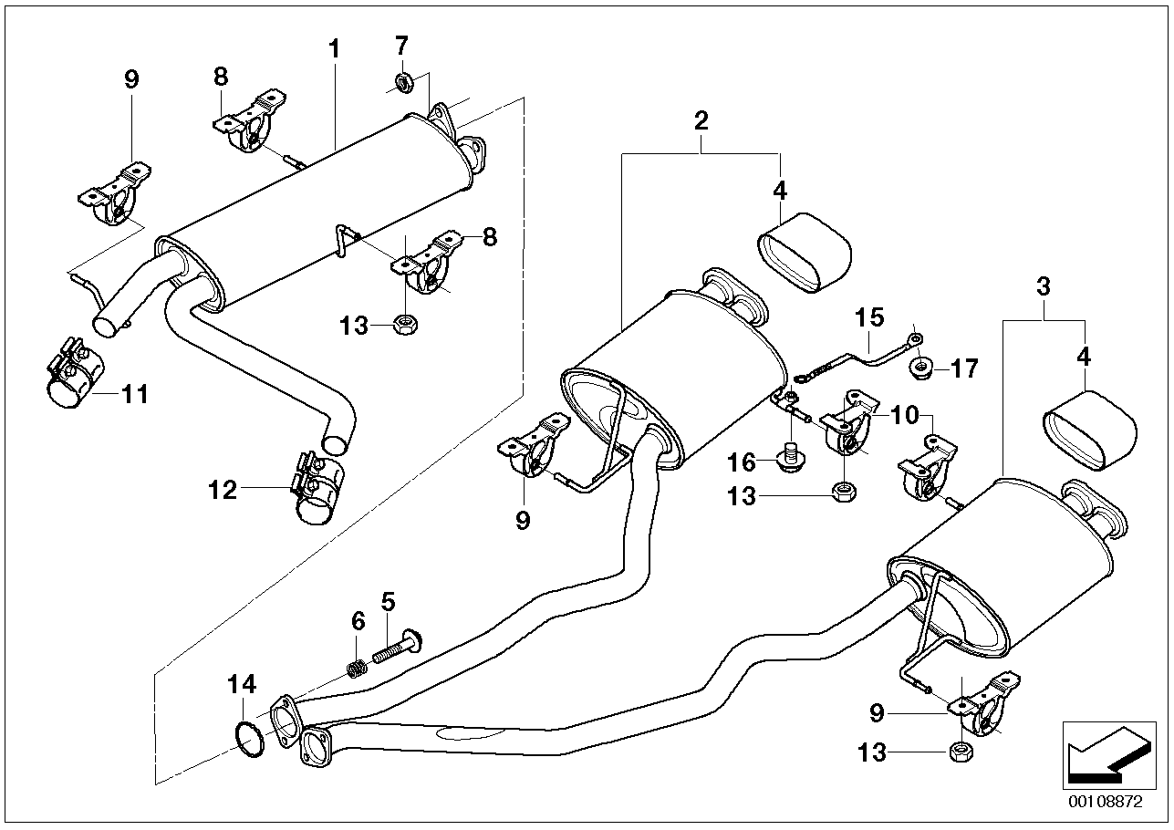 Exhaust system, rear