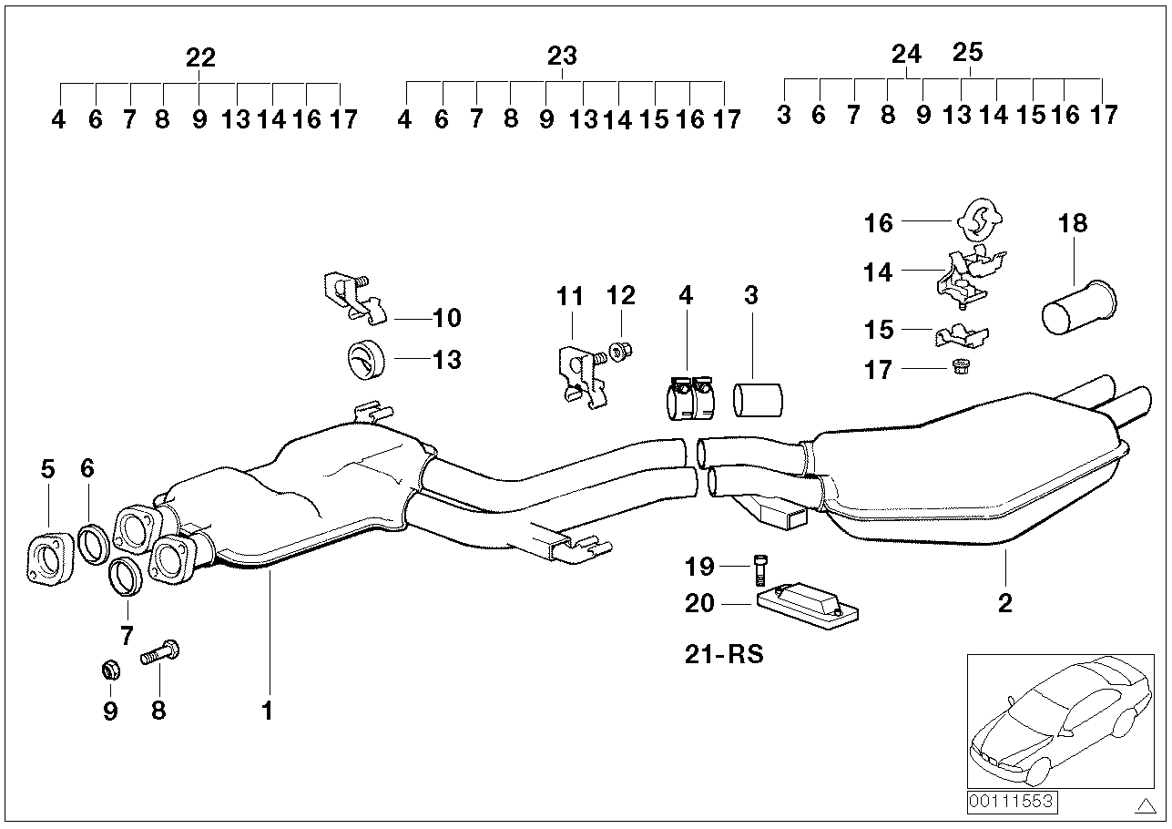 Exhaust system, rear