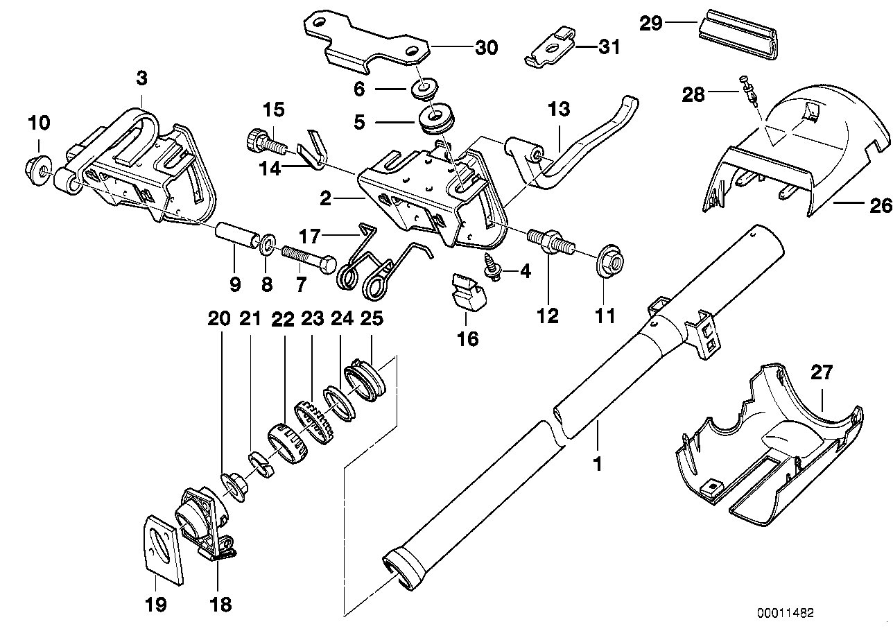 Vertically adjustable steering column