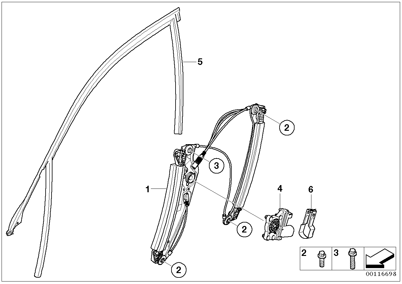 Door window lifting mechanism front