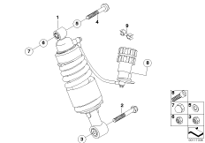 Spring strut, rear