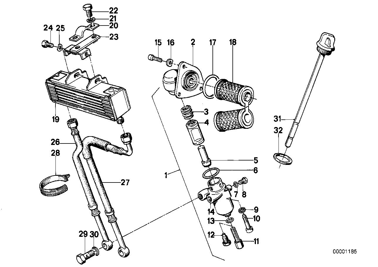 Olievoorziening-oliekoeler/filterkop