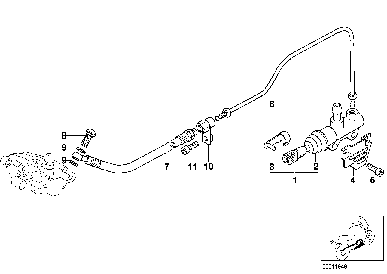 Rear brake master cylinder