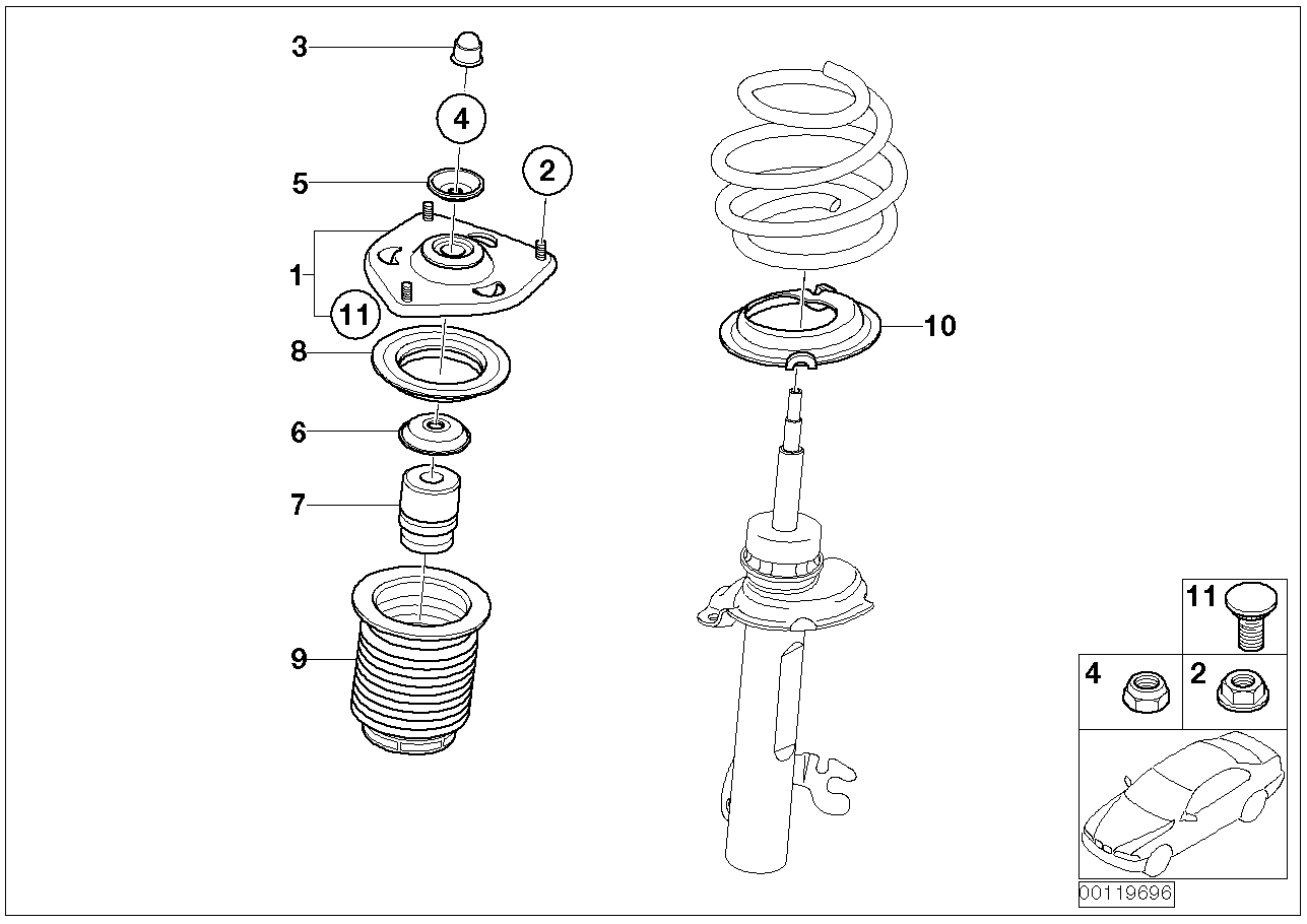 Guide support/spring pad/attaching parts