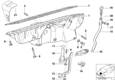 Oil pan/oil level indicator