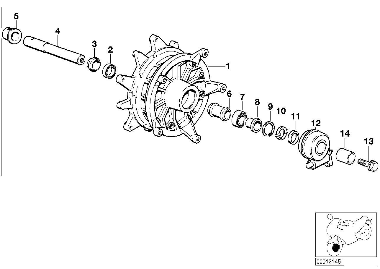 Wheel hub mounting parts front