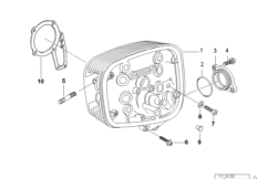 Cylinder head, gasket, camshaft cover