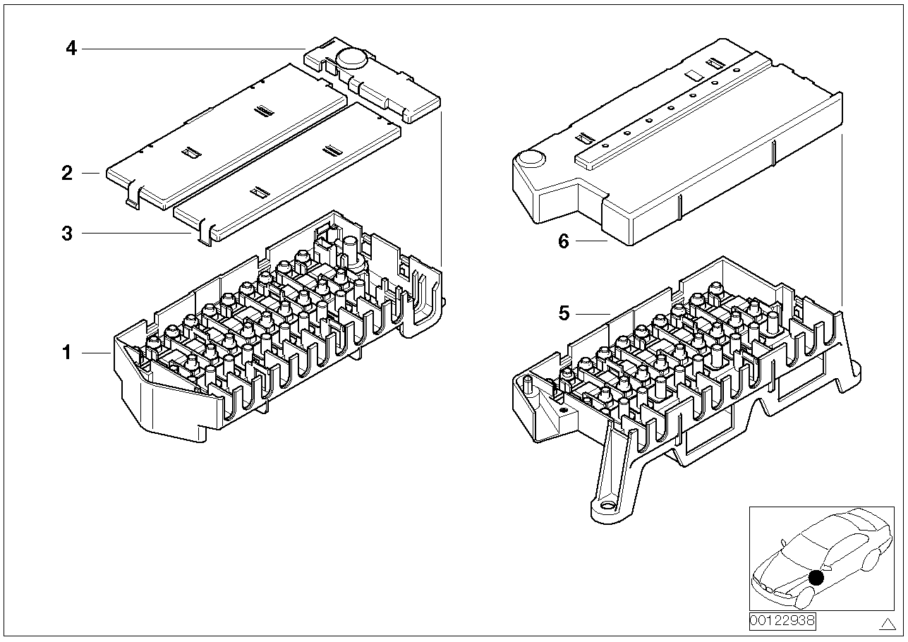 Single components for fuse housing