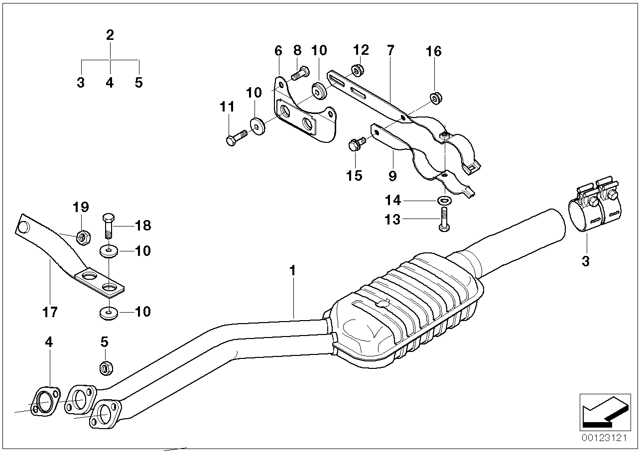 Catalytic converter/front silencer