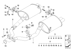 Exhaust system, rear