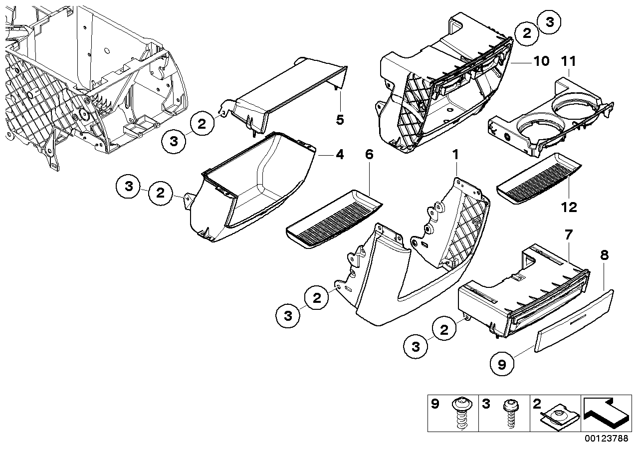 Anbauteile Mittelkonsole hinten