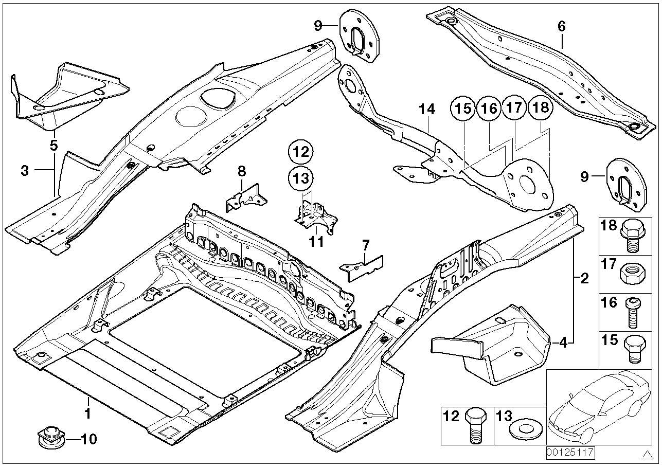 Bagaj tabanı, Montaj parçaları