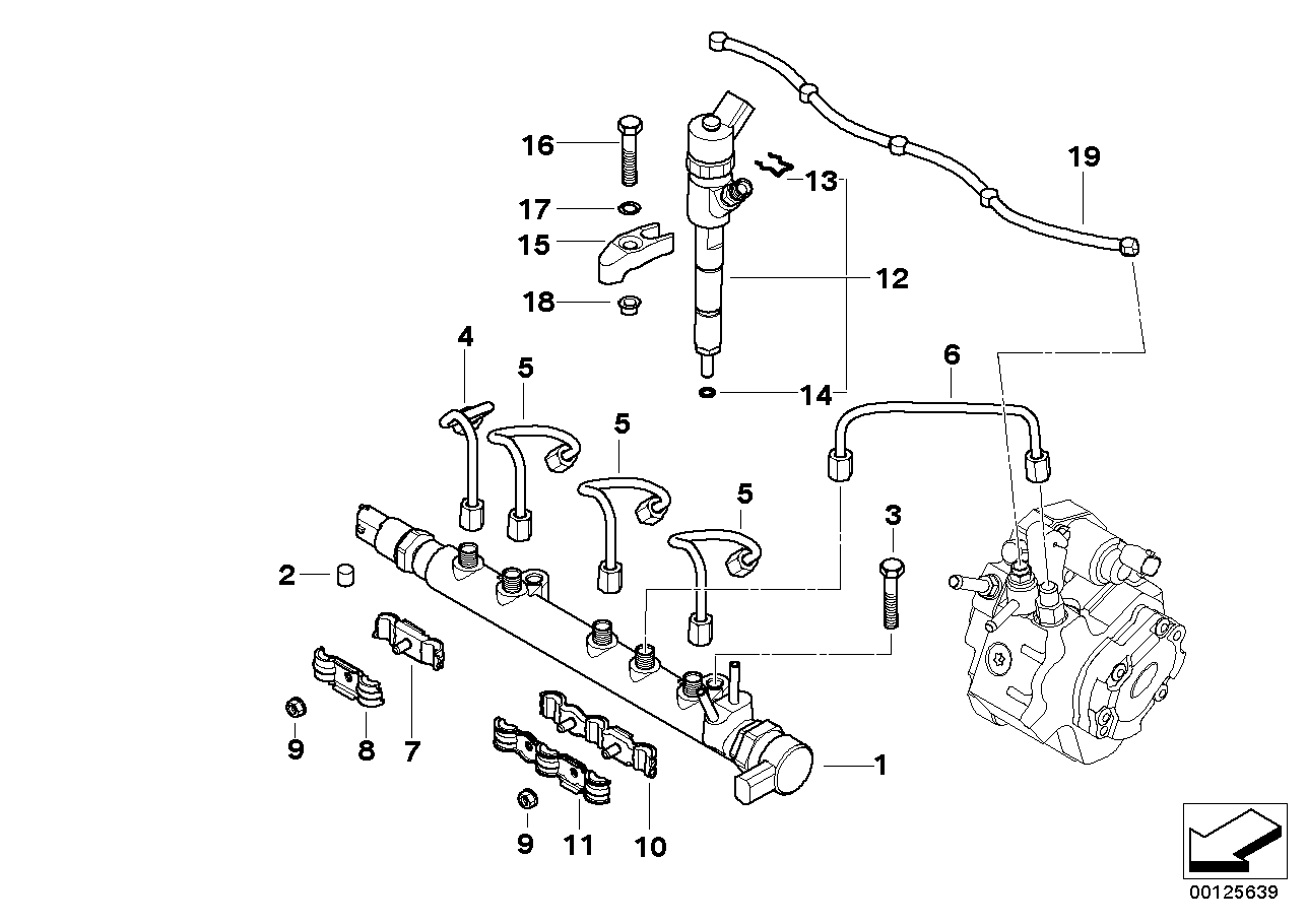 Régua de alta pressão/injector/tubo