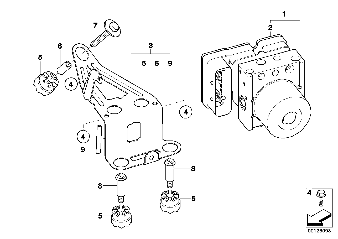 ABS hydroaggregat/styrdon/fäste