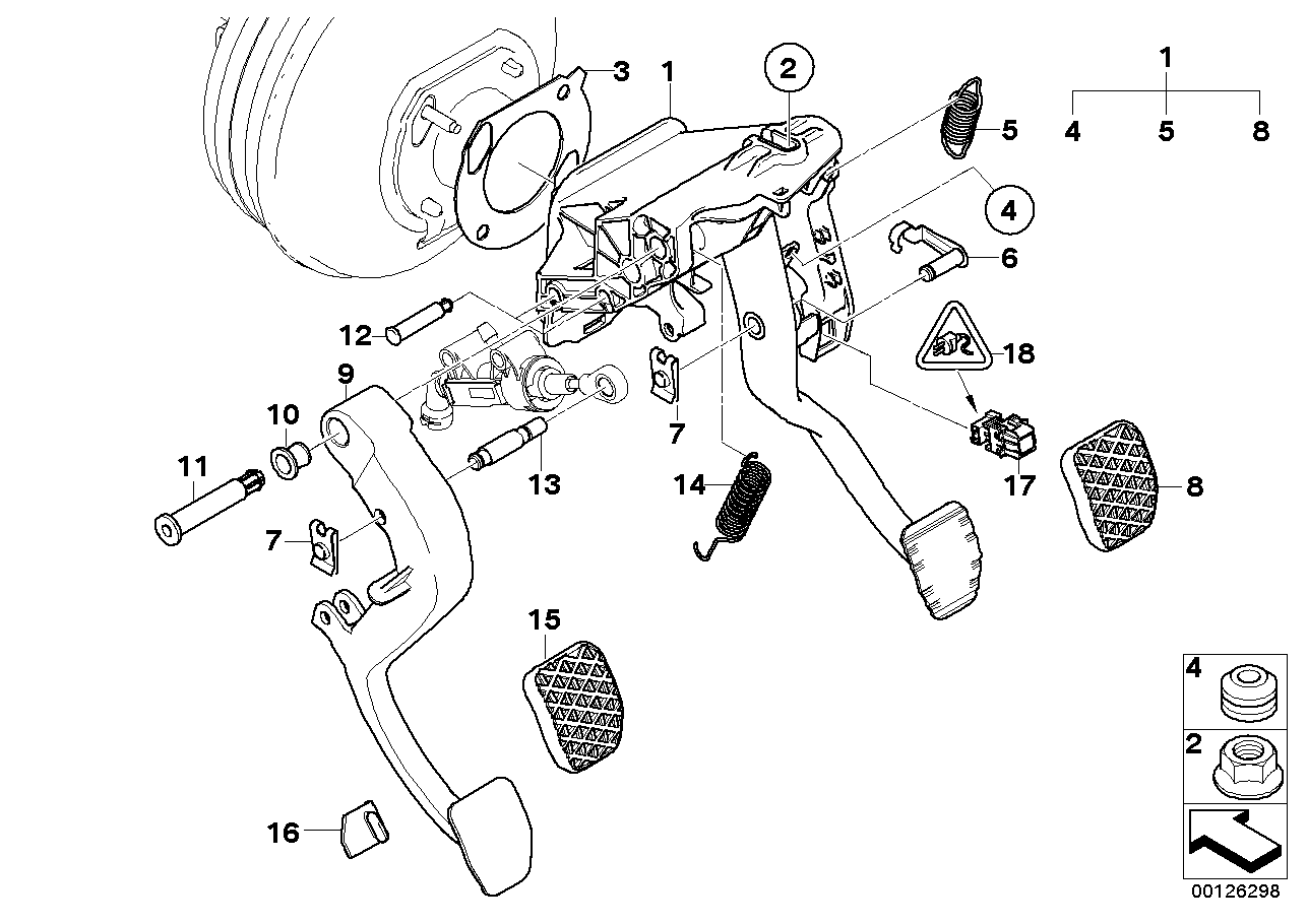 Pedals with return spring