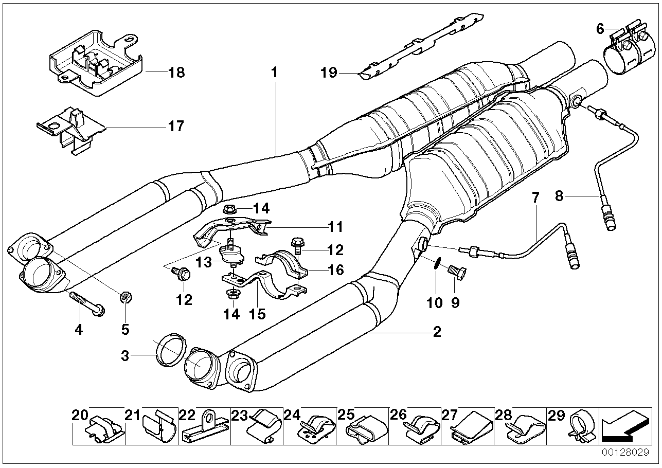 Catalytic converter/front silencer