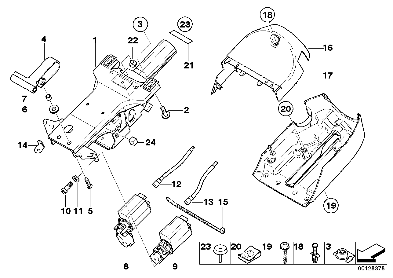 Steering wheel column adjustment,electr.