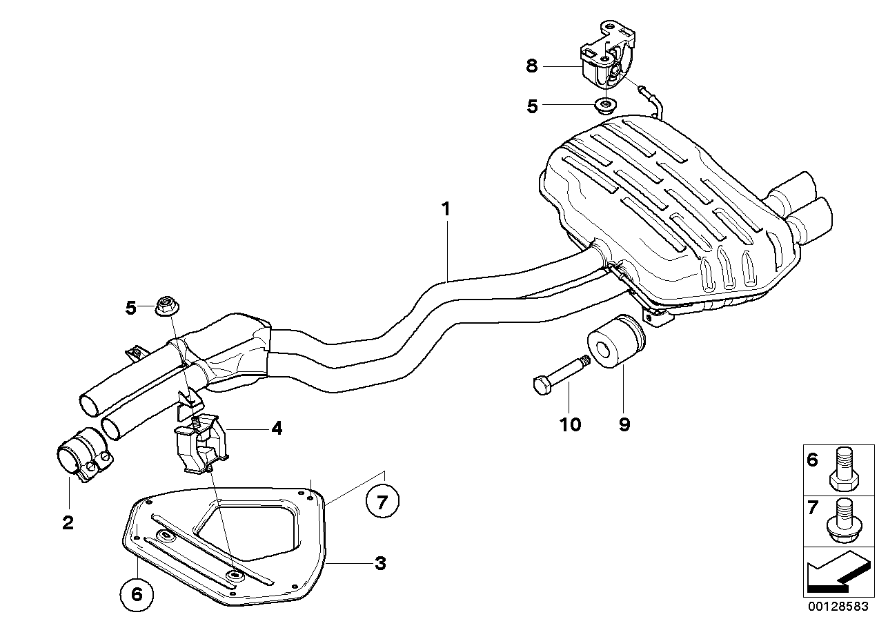 Exhaust system, rear