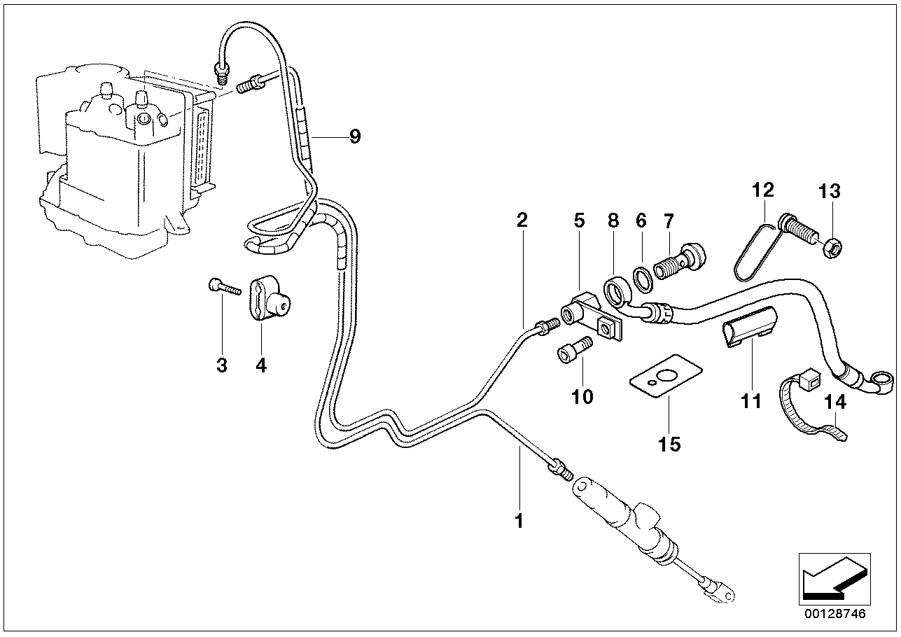 Bromsledningar bak ABS