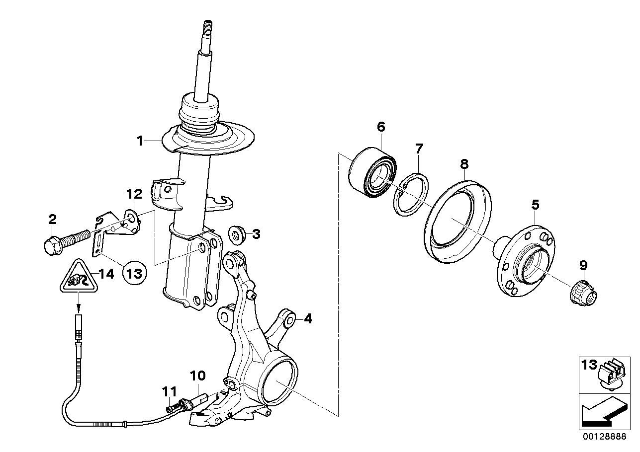 Front Spring strut/Carrier/Wheel bearing