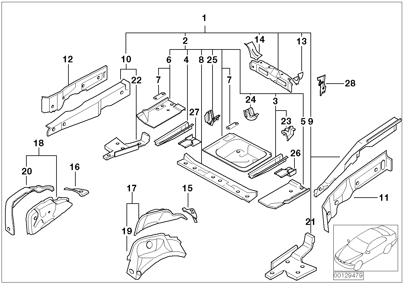 Mounting parts for trunk floor panel