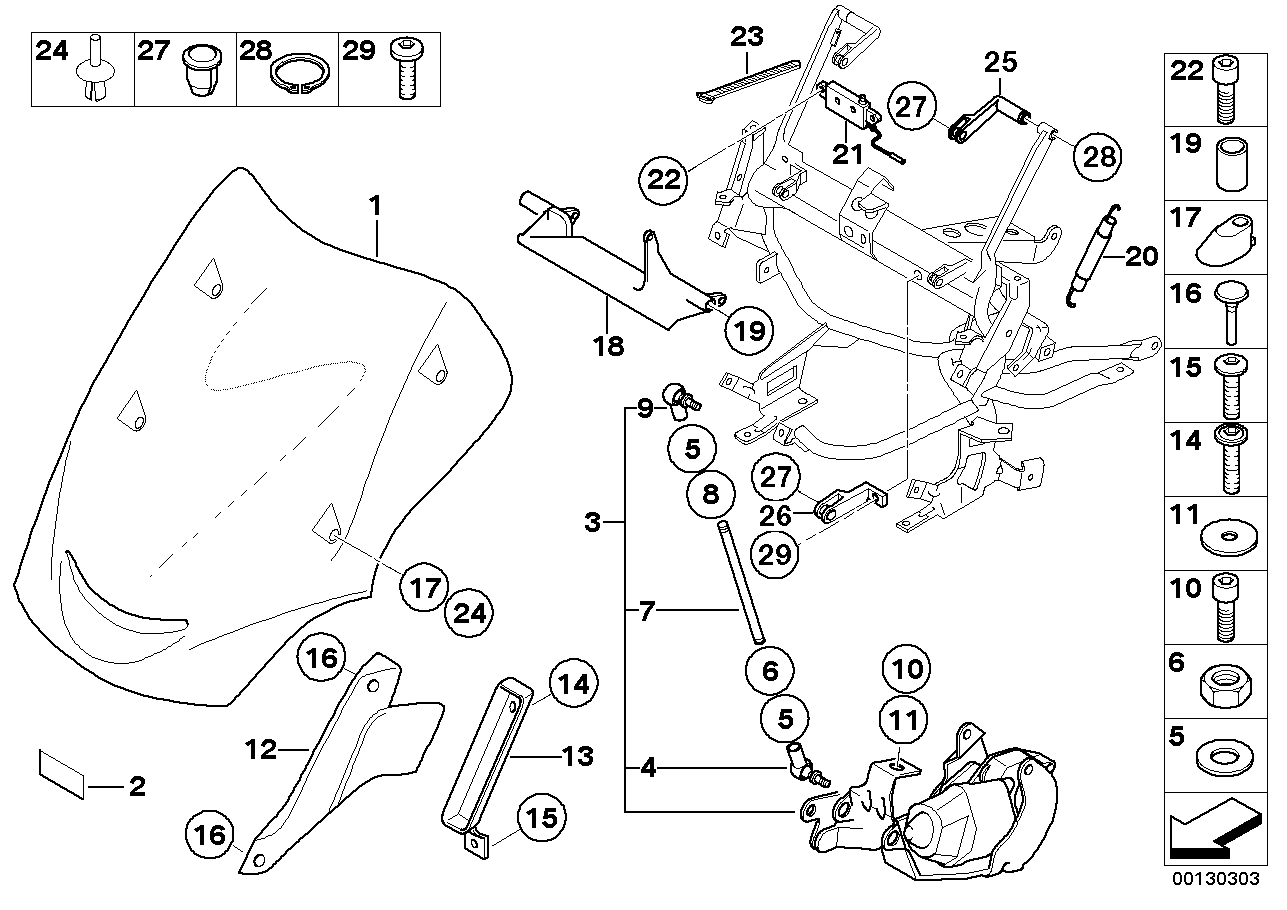 Réglage de pare-brise électrique