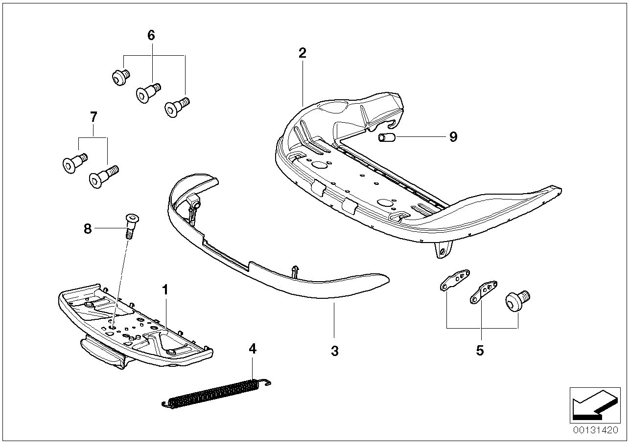 Seat, front, seat frame