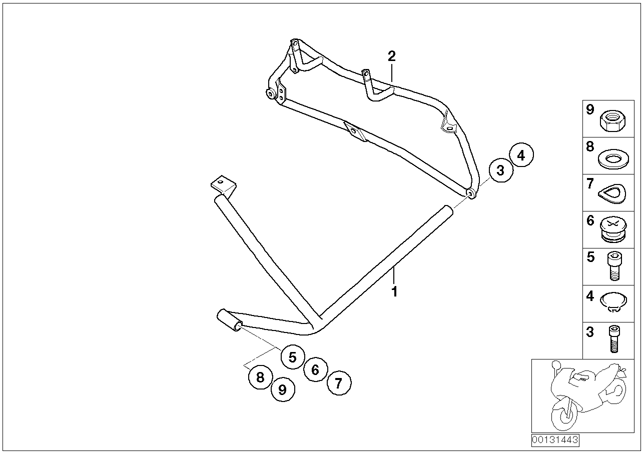 Arco protector detrás, 3 piezas