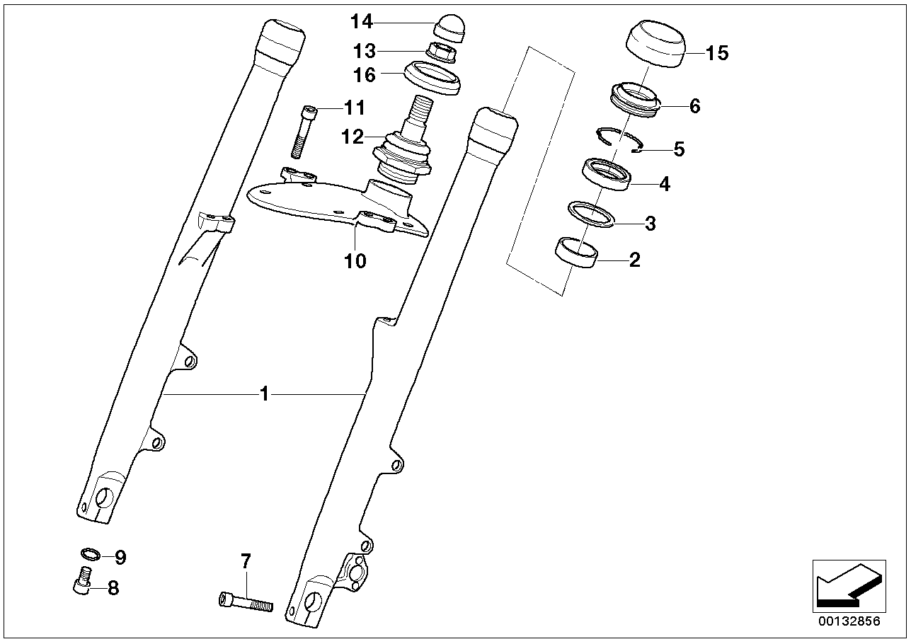 Glidroer/gaffelbrygga nedan