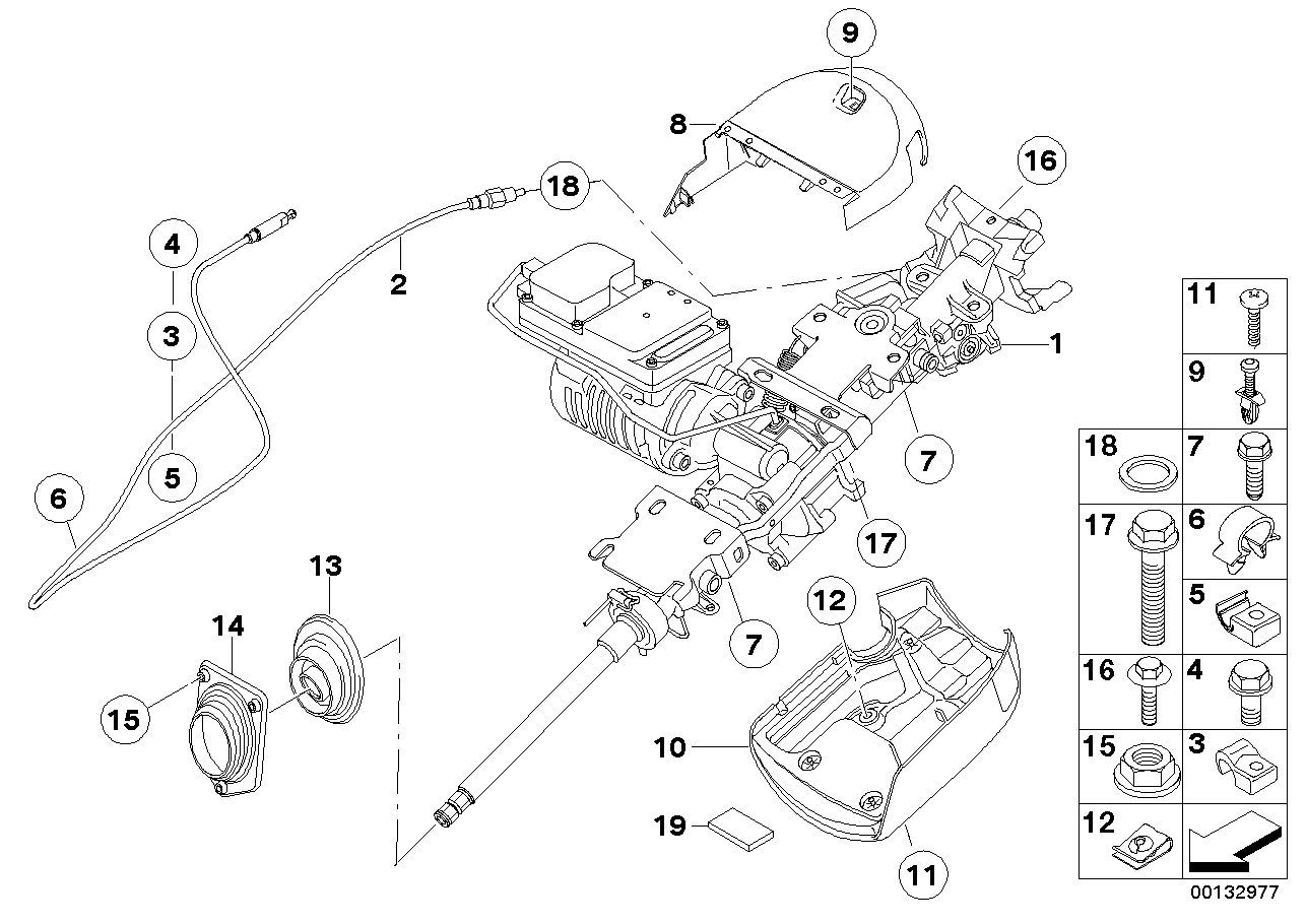 Steering column/trim/interlock cable