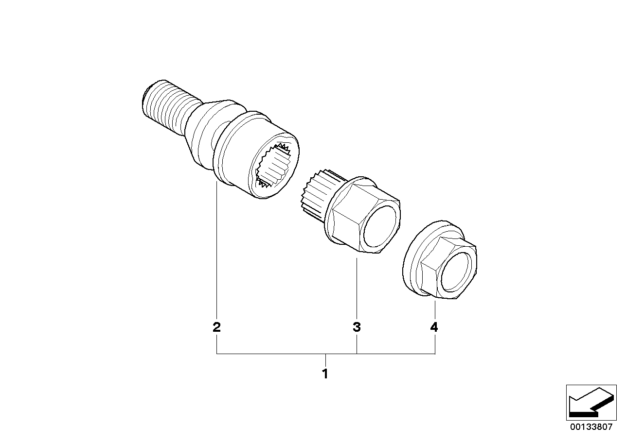 Wheel bolt lock with adaptor