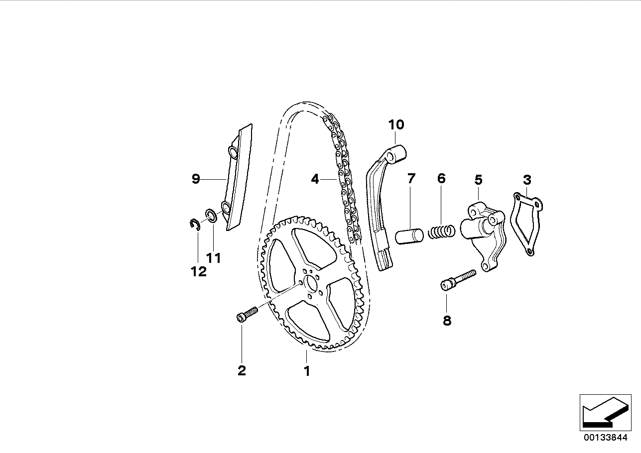 Distributieketting/spanstuk/glijstuk