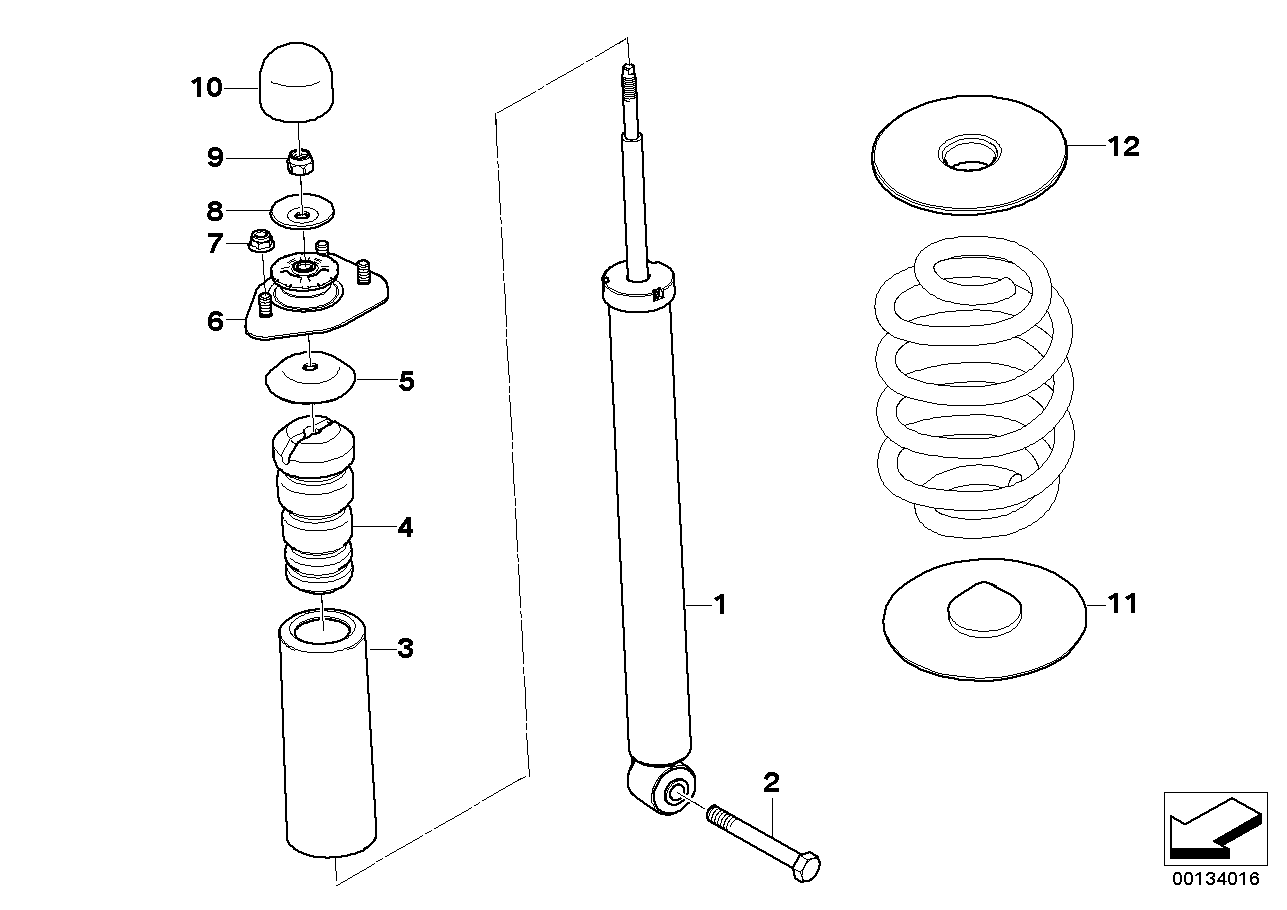 Rear spring strut mounting parts