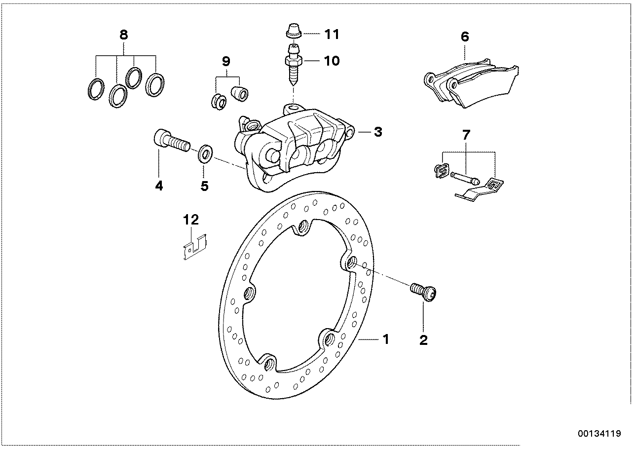 Frein de roue arrière roue à rayons