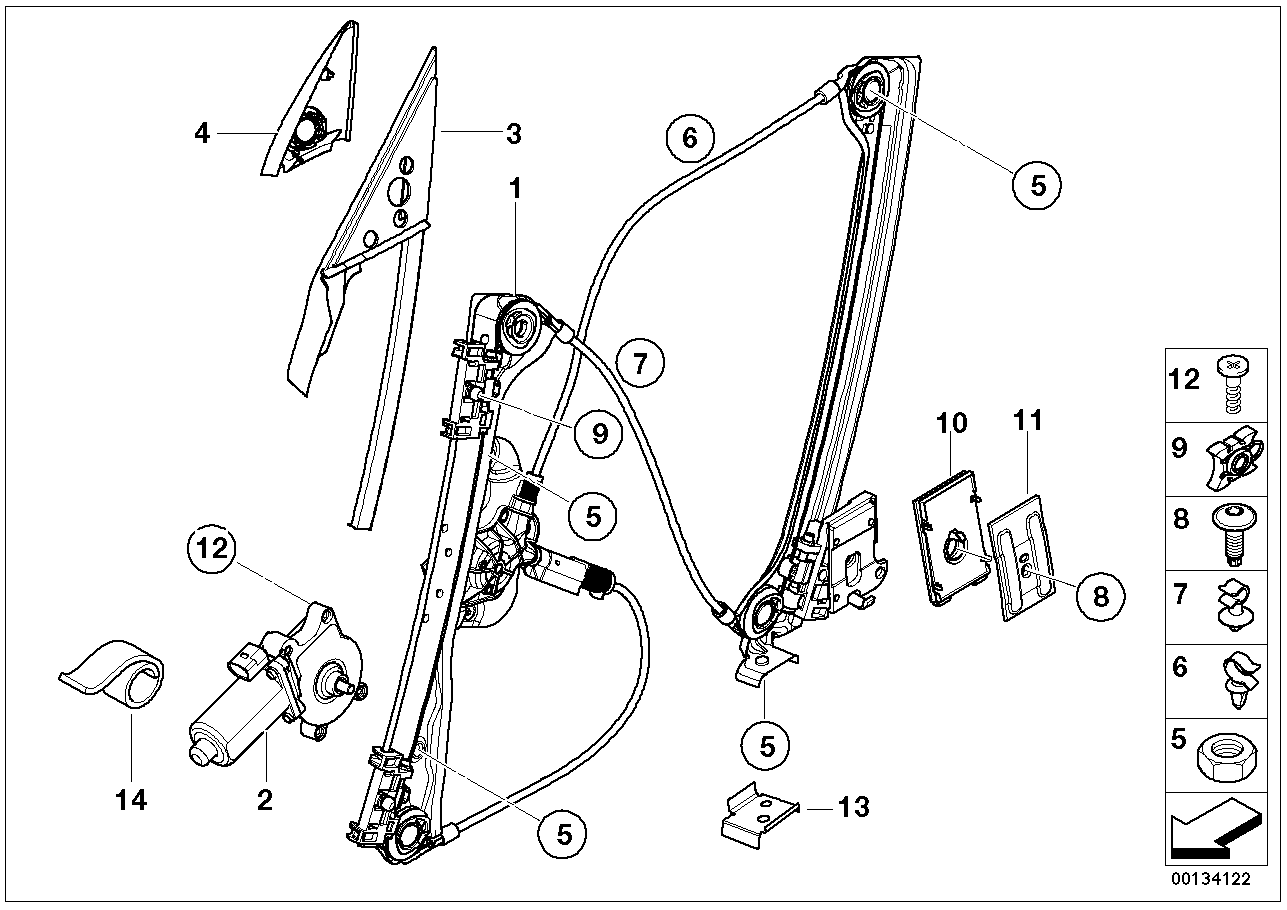 Door window lifting mechanism front