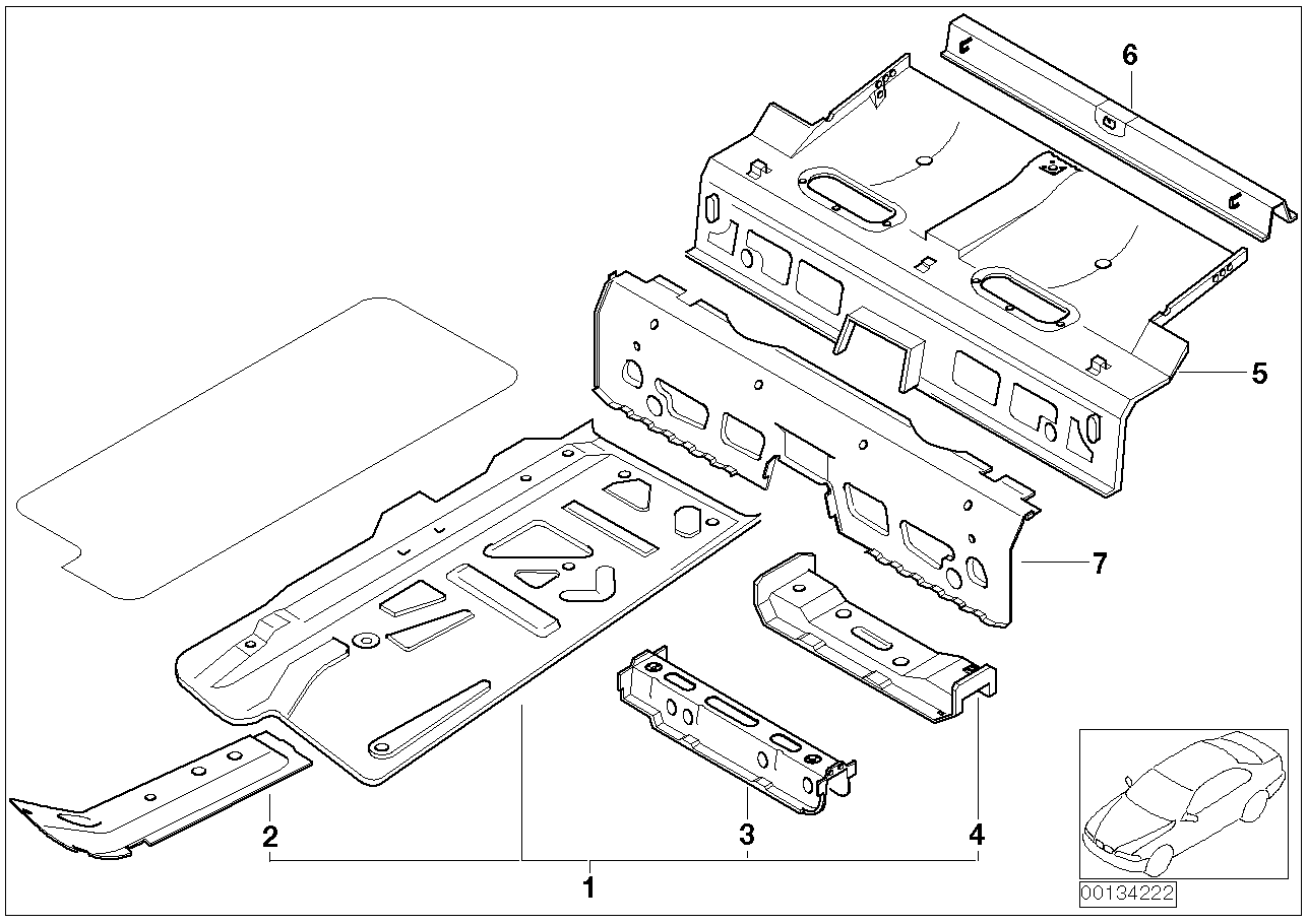 Floor parts rear interior