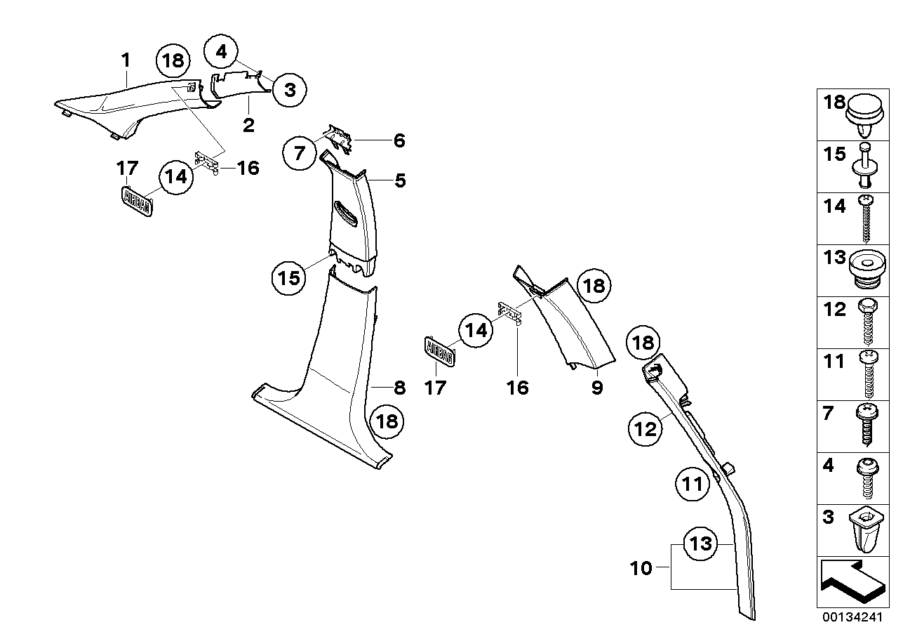 Trim panel A- / B- / C- / D-Column