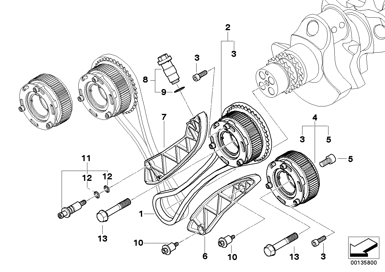 Styrdrev styrkedja cyl. 6-10