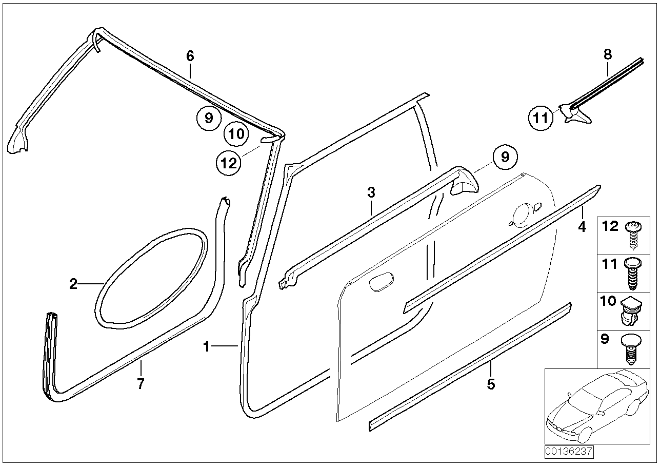 Trims and seals, door, front