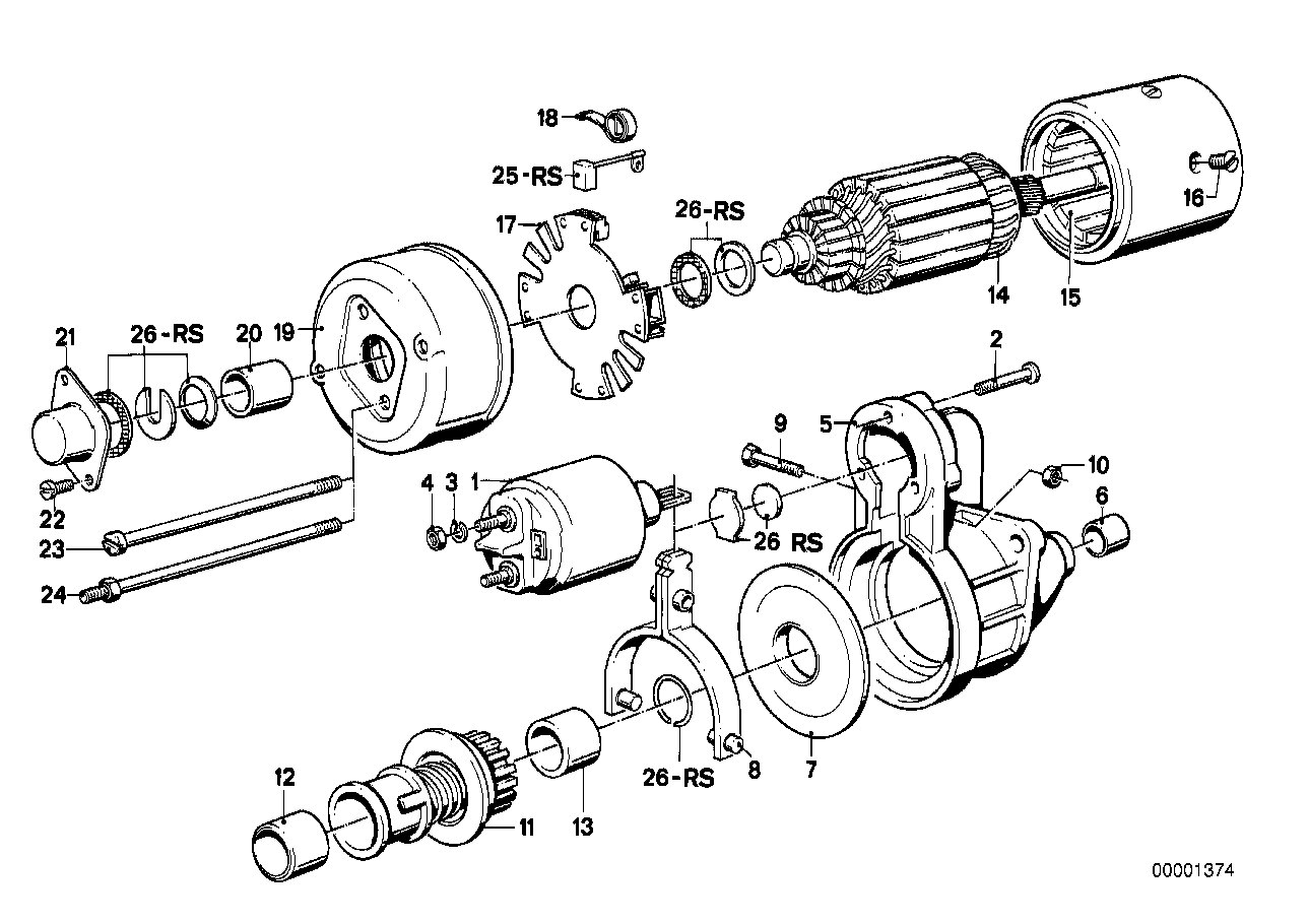 Pezzi singoli di motorino d'avviamento